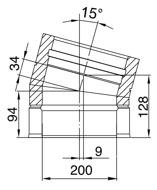 Dubbelwandig Bocht 15° RVS – Ø200/250mm - Afbeelding 2 Dubbelwandig Bocht 15° RVS – Ø200/250mm - Afbeelding 2