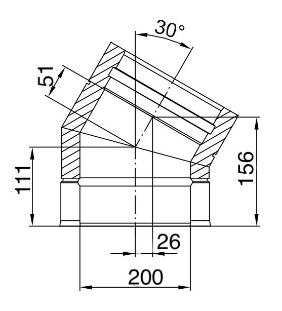 Dubbelwandig Bocht 30° RVS – Ø200/250mm - Afbeelding 2 Dubbelwandig Bocht 30° RVS – Ø200/250mm - Afbeelding 2