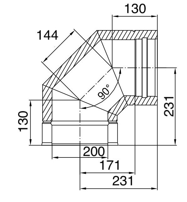 Dubbelwandig Bocht 90° RVS – Ø200/250mm - Afbeelding 2 Dubbelwandig Bocht 90° RVS – Ø200/250mm - Afbeelding 2