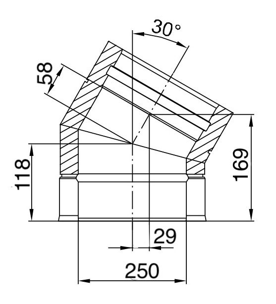 Dubbelwandig Bocht 30° RVS – Ø250/300mm - Afbeelding 2 Dubbelwandig Bocht 30° RVS – Ø250/300mm - Afbeelding 2